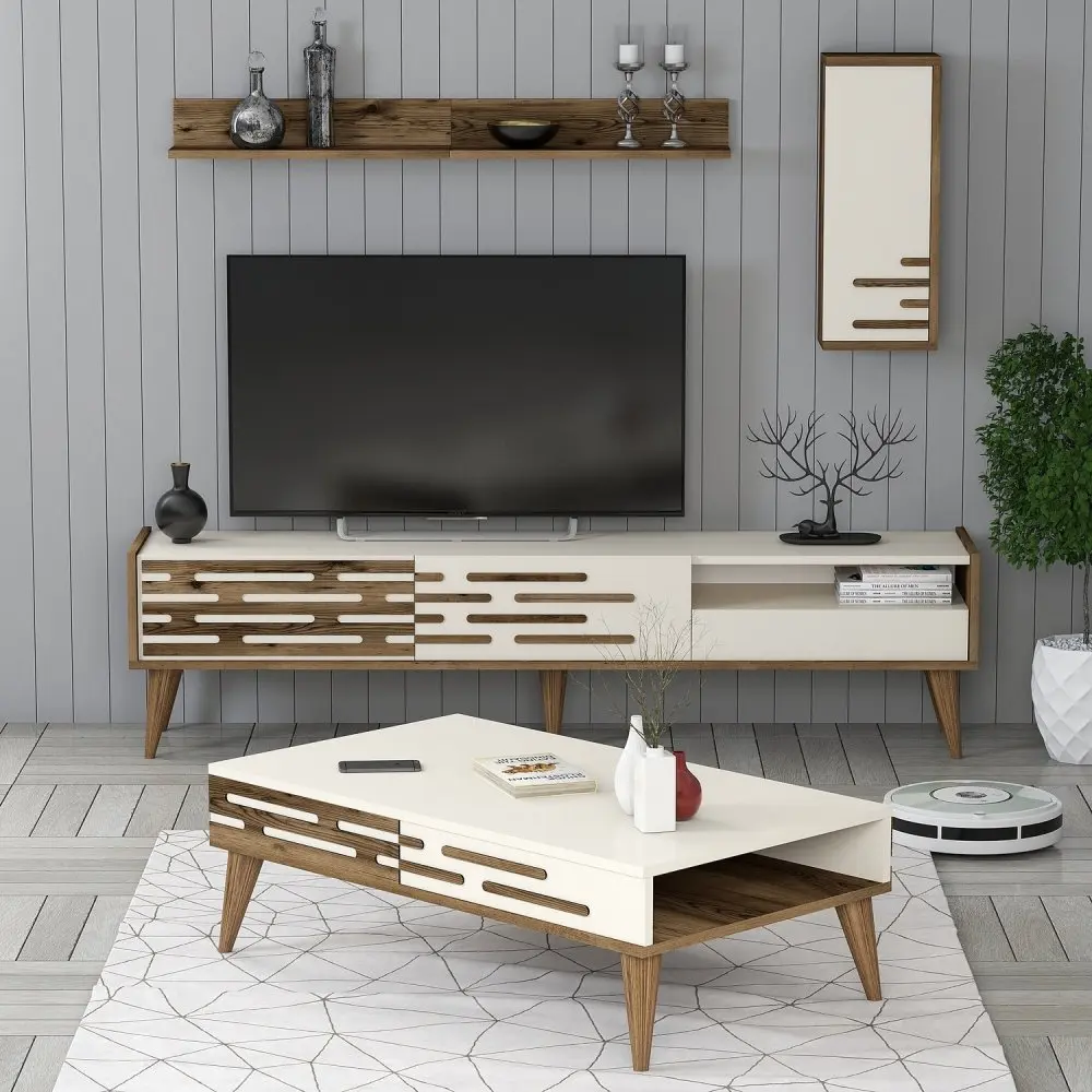 Living Room Furniture Set Valensiya - Walnut, Cream