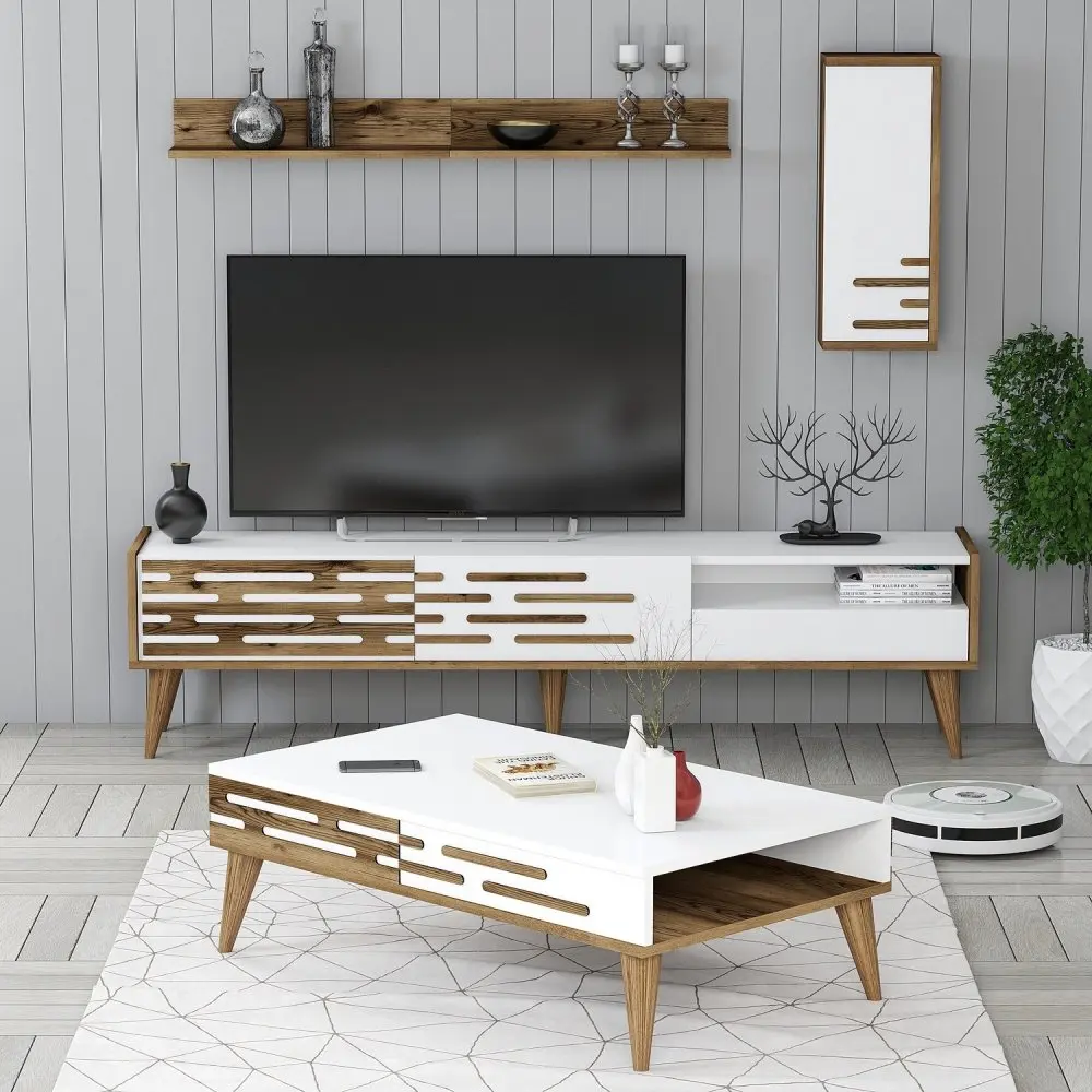 Living Room Furniture Set Valensiya - Walnut, White