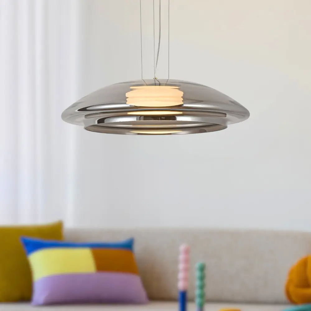 Lampa wisząca Ombre 34 szklana nad stół do salonu z kloszem dymionym