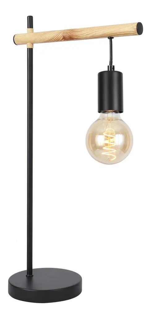 Stolní lampa Izzy černá + dřevěná