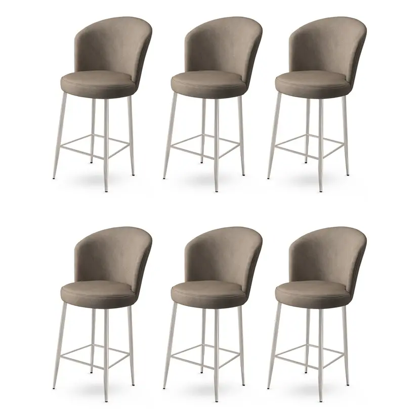 Bar Stool Set (6 Pieces) Alte - Cappuccino, Chrome