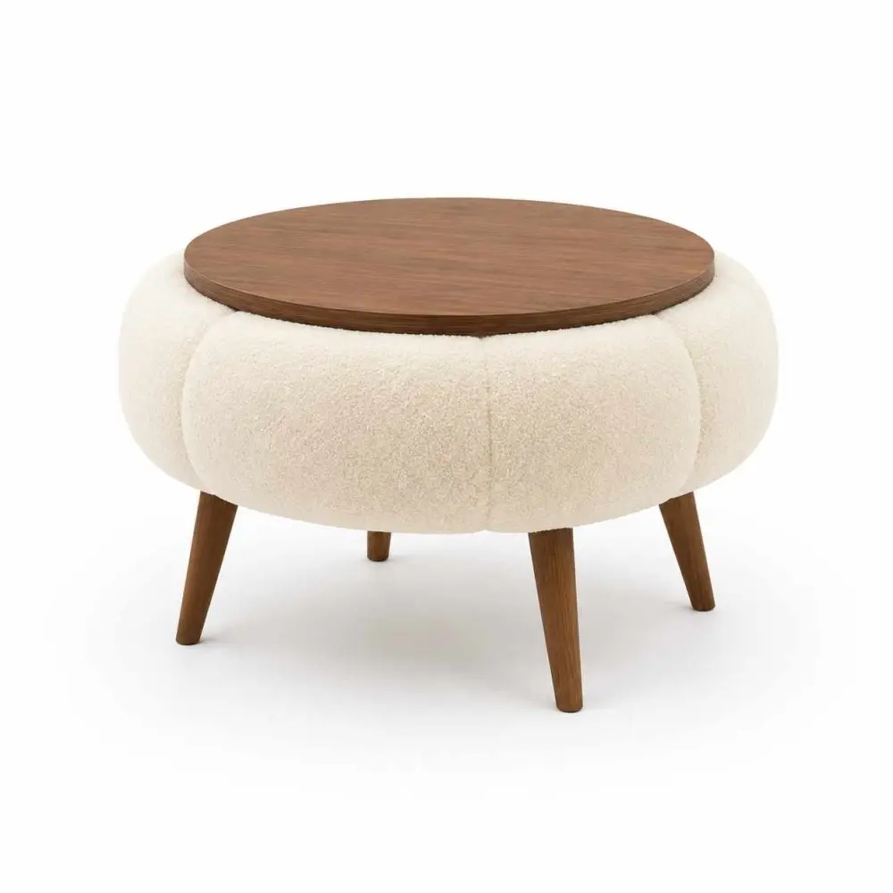 Odkládací čalouněný stolek Daisy 60 Cream Walnut