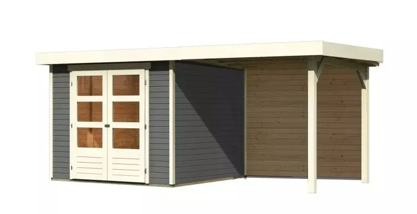 Dřevěný zahradní domek ASKOLA 3,5 s přístavkem 240 Lanitplast