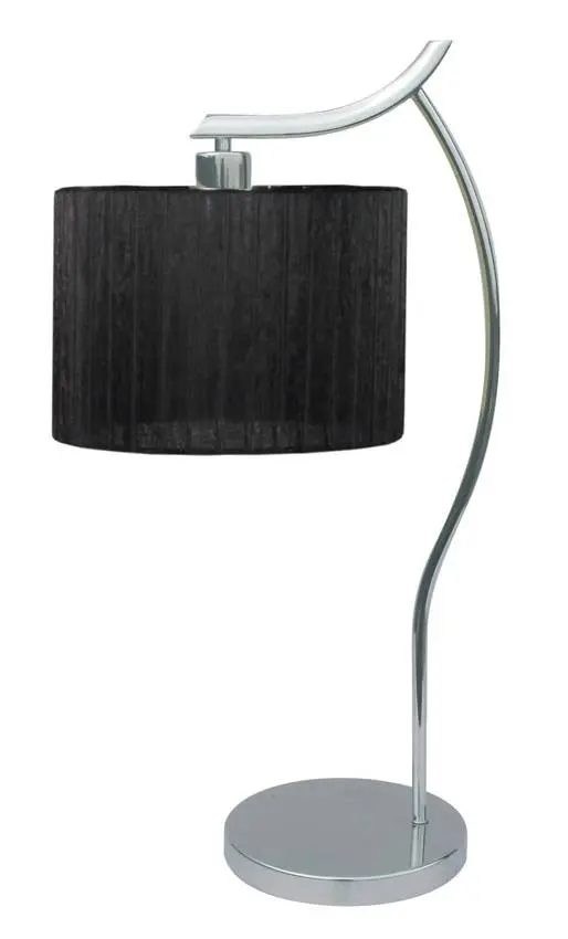 Chromová stolní lampa, kancelářská, černé stínidlo, Draga