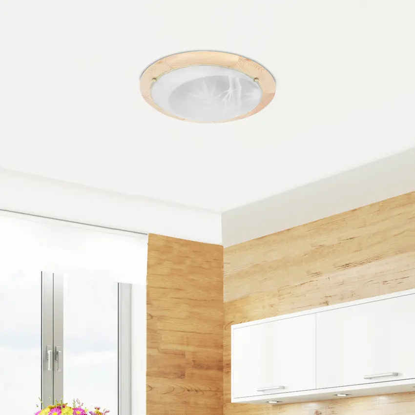 Stropní svítidlo Bambusové stropní svítidlo Dřevěné Standardní 2X60 W E27 Borovice