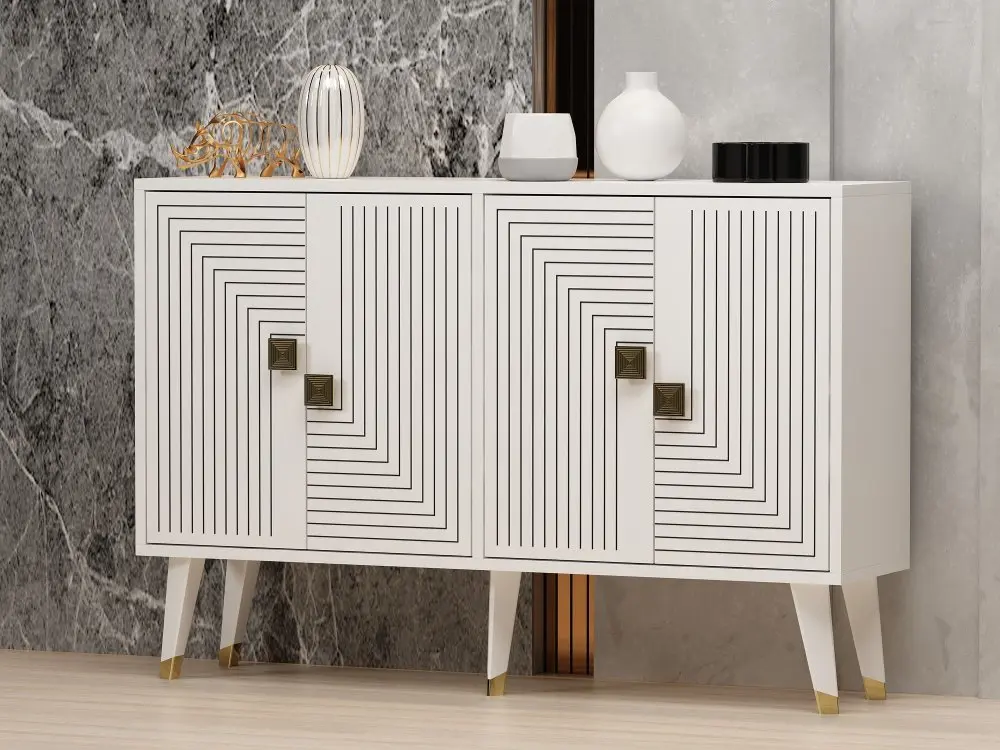 Skříňka Ahart White and Gold