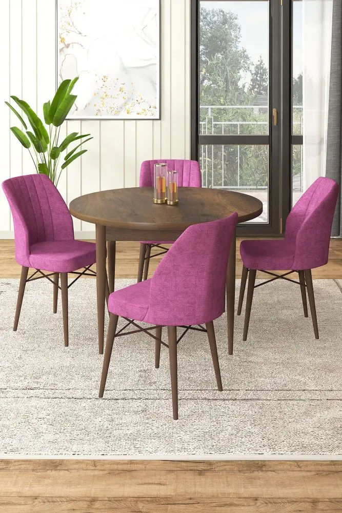 Dining Table & Chairs Set (5 Pieces) Rox - Baroque, Purple