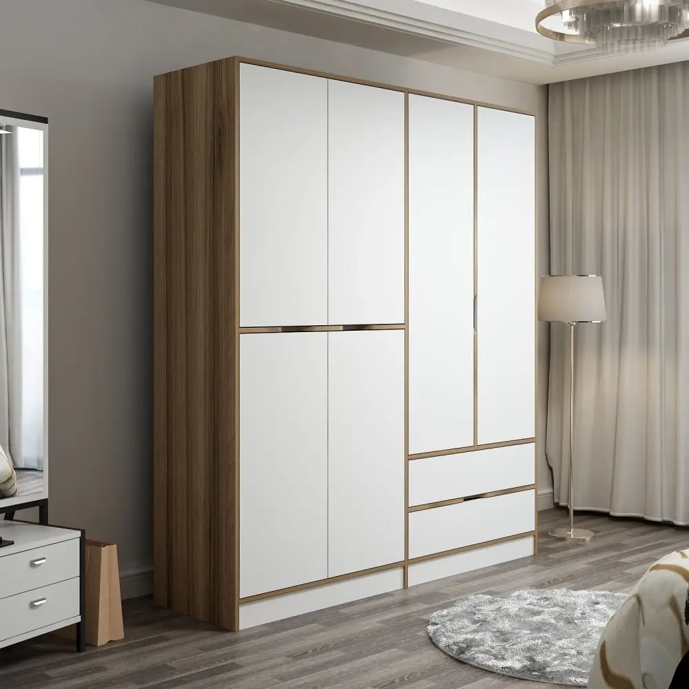 Kalune Design Šatní skříň Elina 180 cm bílá/ořech