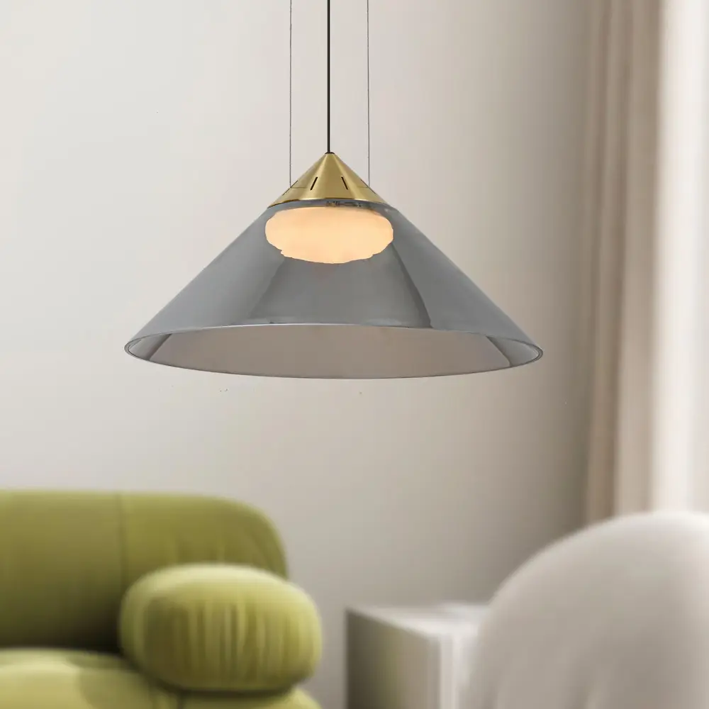 Lampa wisząca Presto 42 szklana złota z kloszem dymionym nad stół GX53