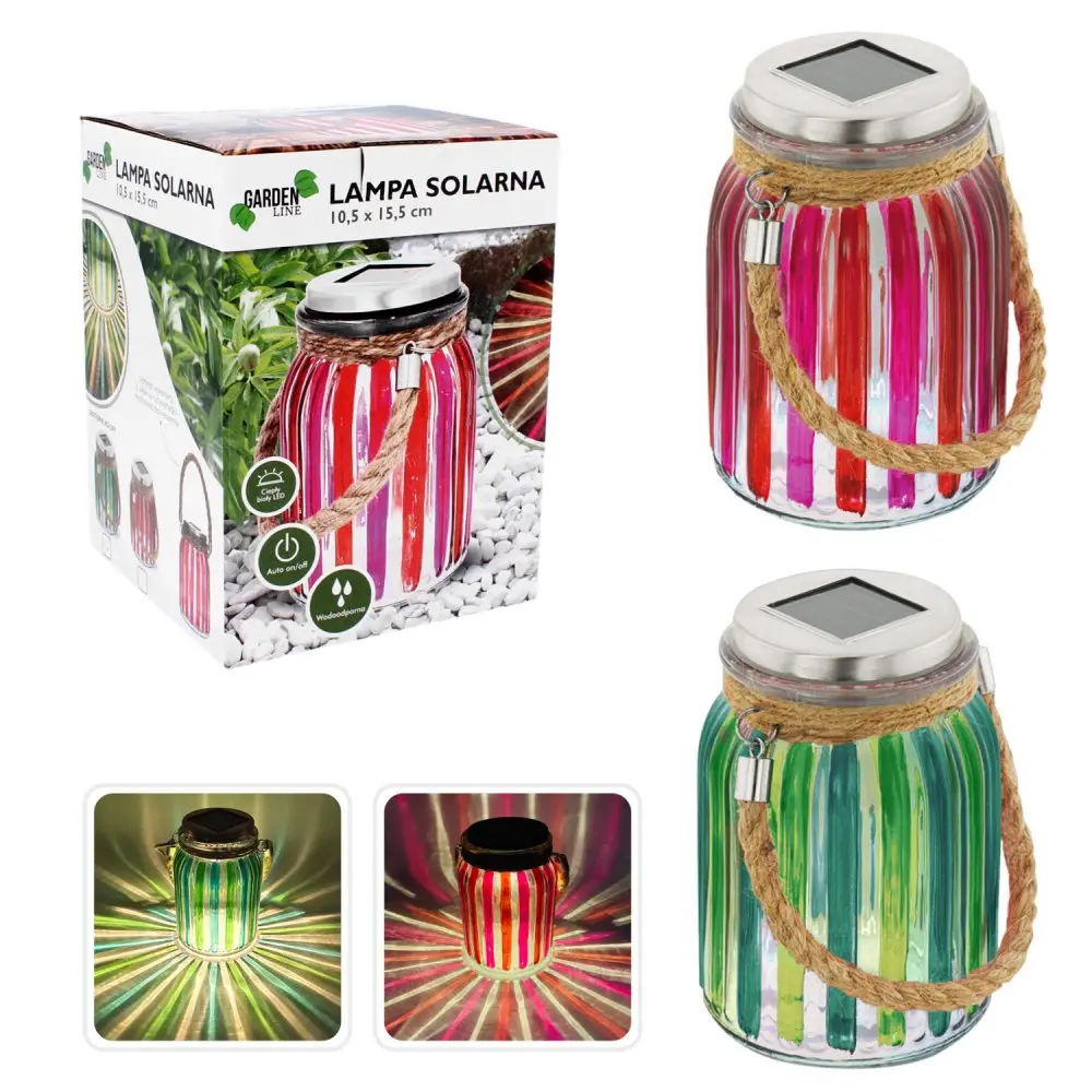 Solární lampa barevná SKLENICE 10,5x5x15cm zeleno-modrá / CH6907-KOPIE
