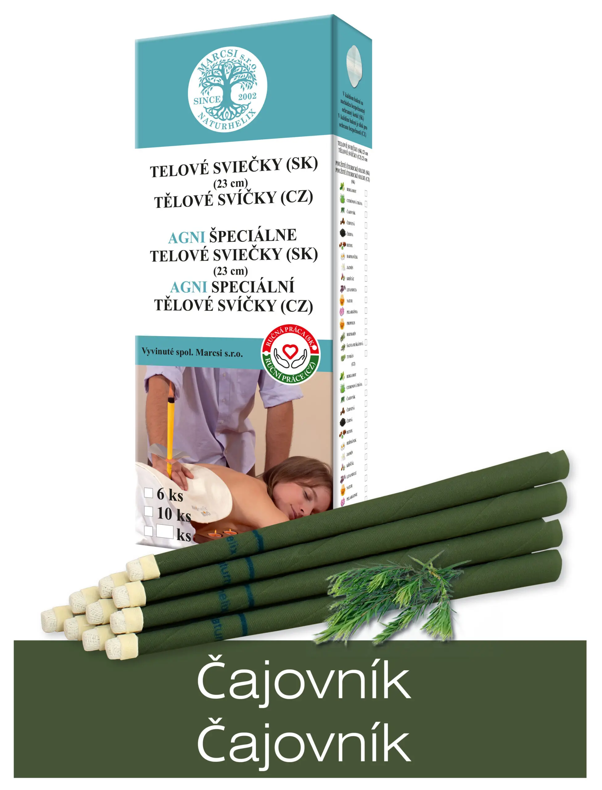 NaturheliX® Tělové svíčky ČAJOVNÍK (set 6)