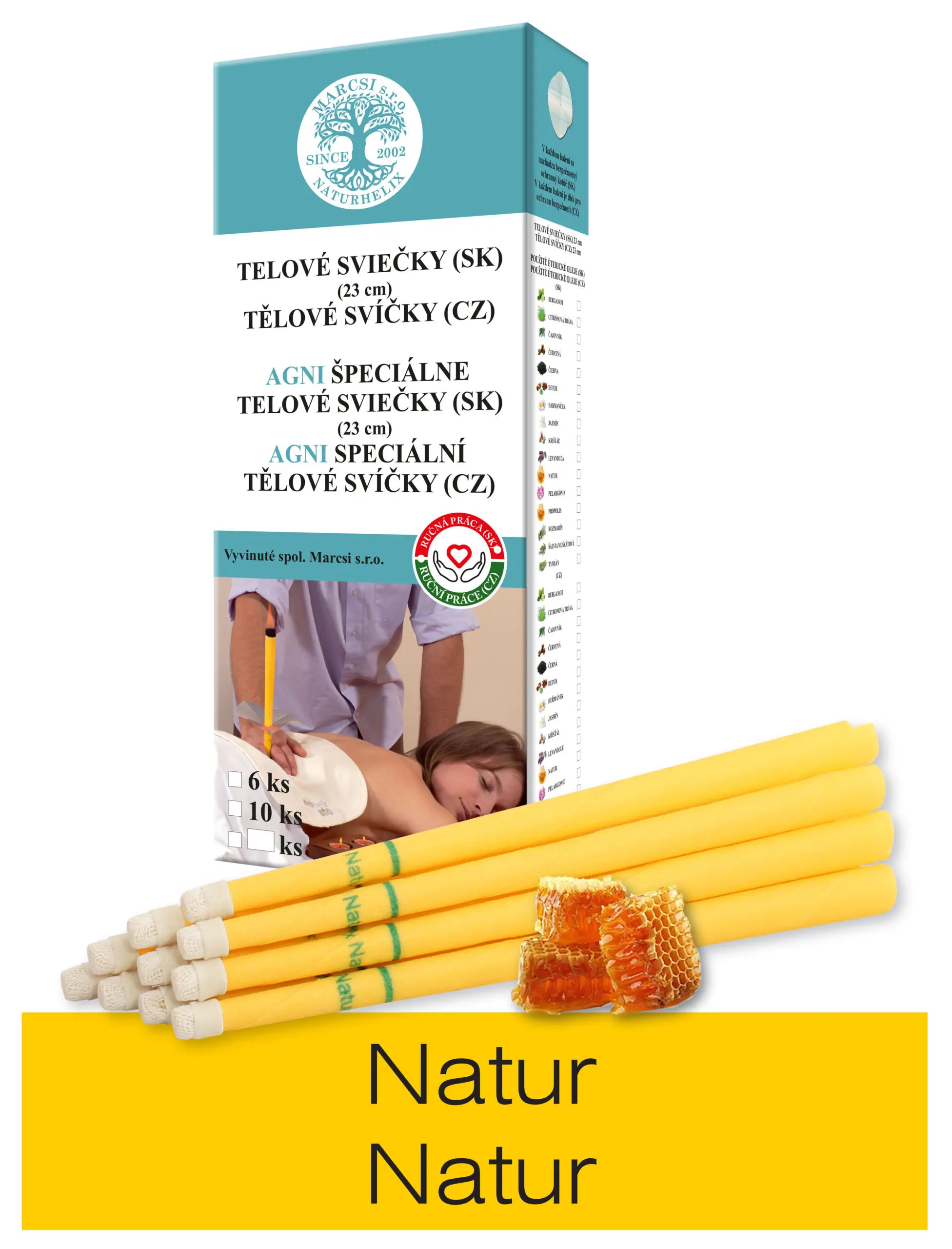 NaturheliX® Tělové svíčky NATUR (set 6)