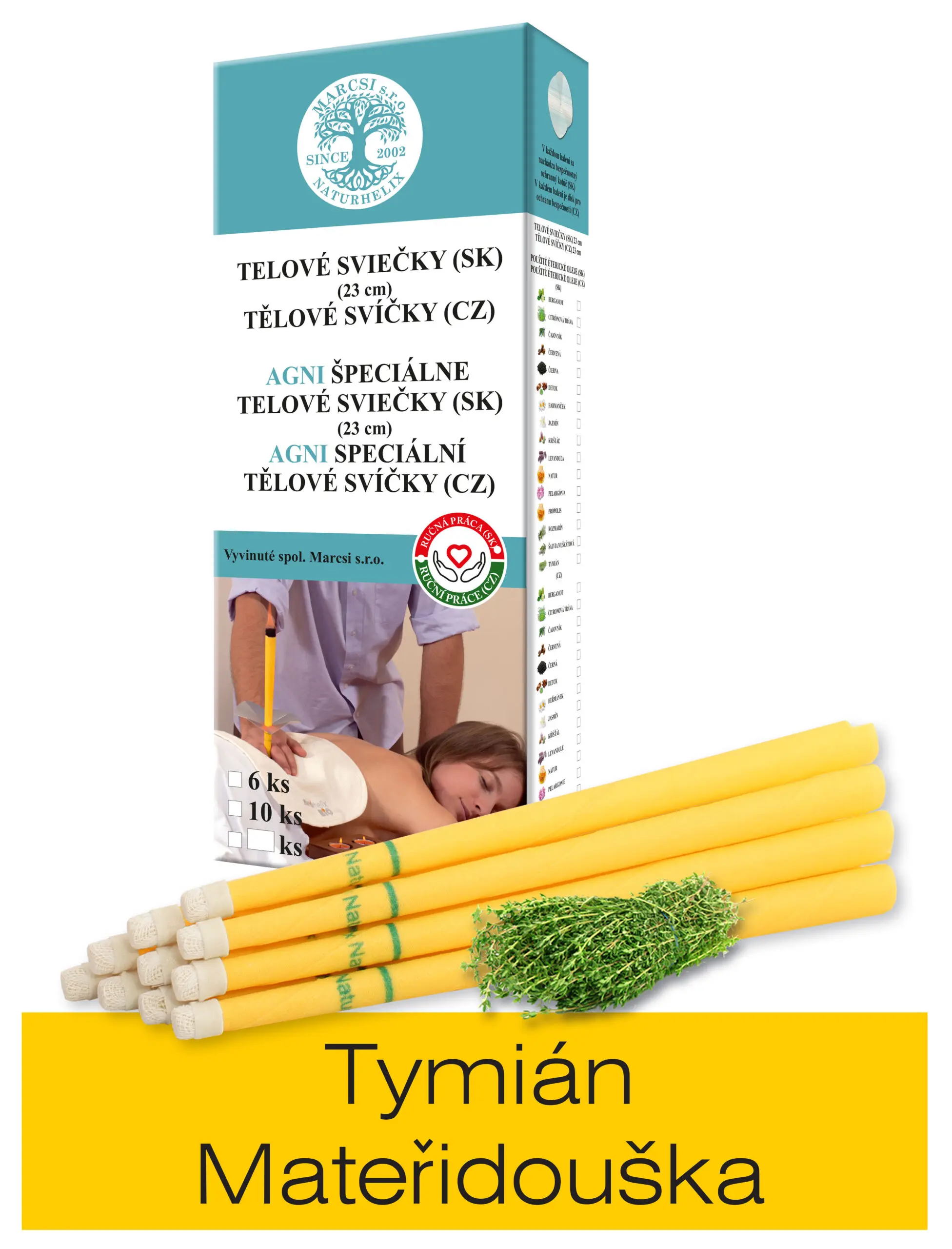NaturheliX® Tělové svíčky MATEŘÍ DOUŠKA (set 6)
