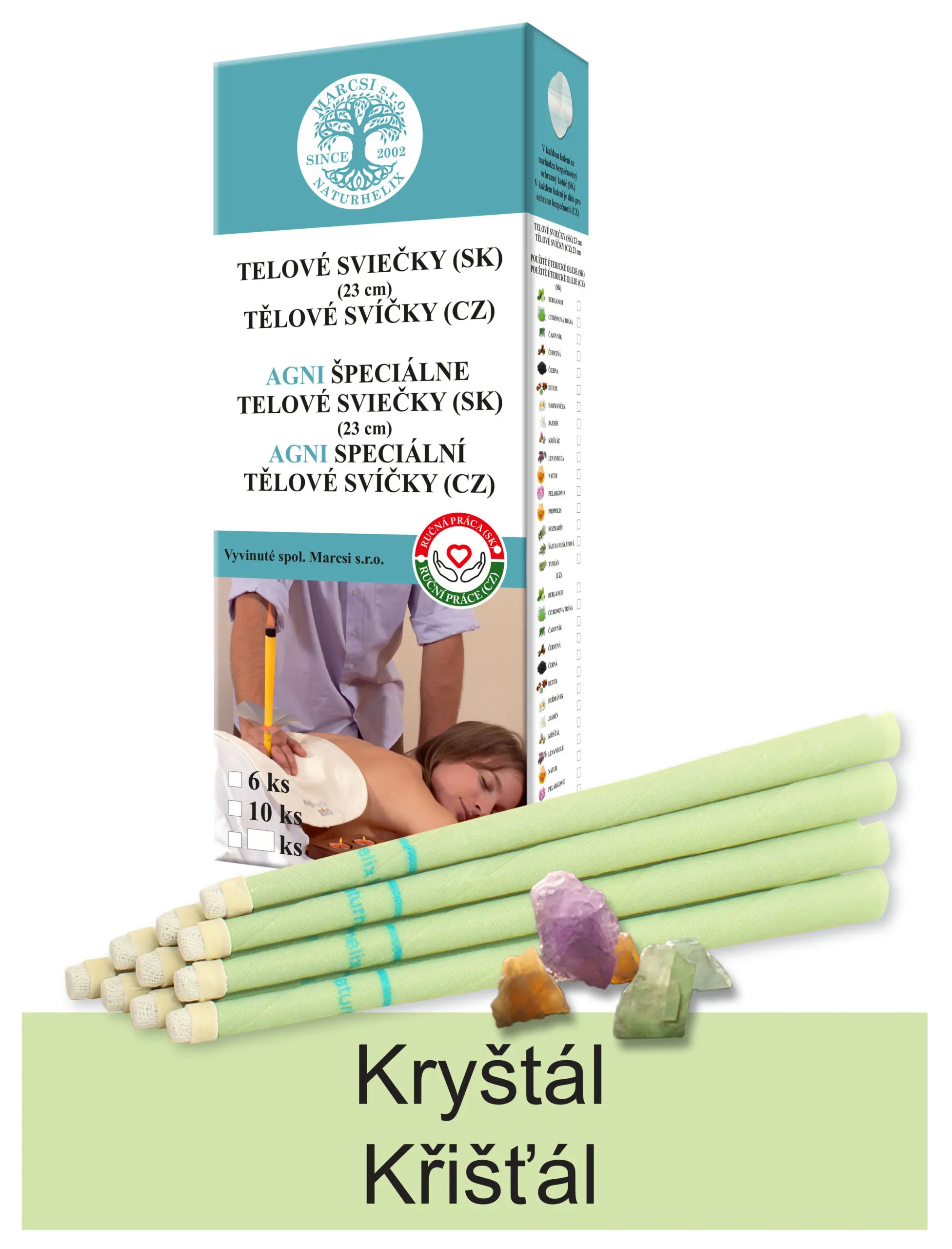 NaturheliX® Tělové svíčky KRYSTAL (set 6)
