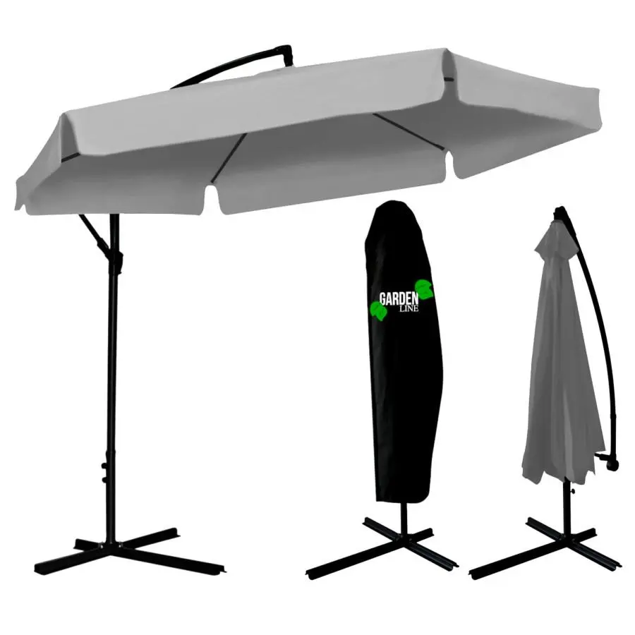 Šedý zahradní slunečník s krytem - 3 m
