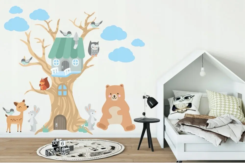 Dekorační nálepka na zeď domeček pro zvířátka 100 x 200 cm