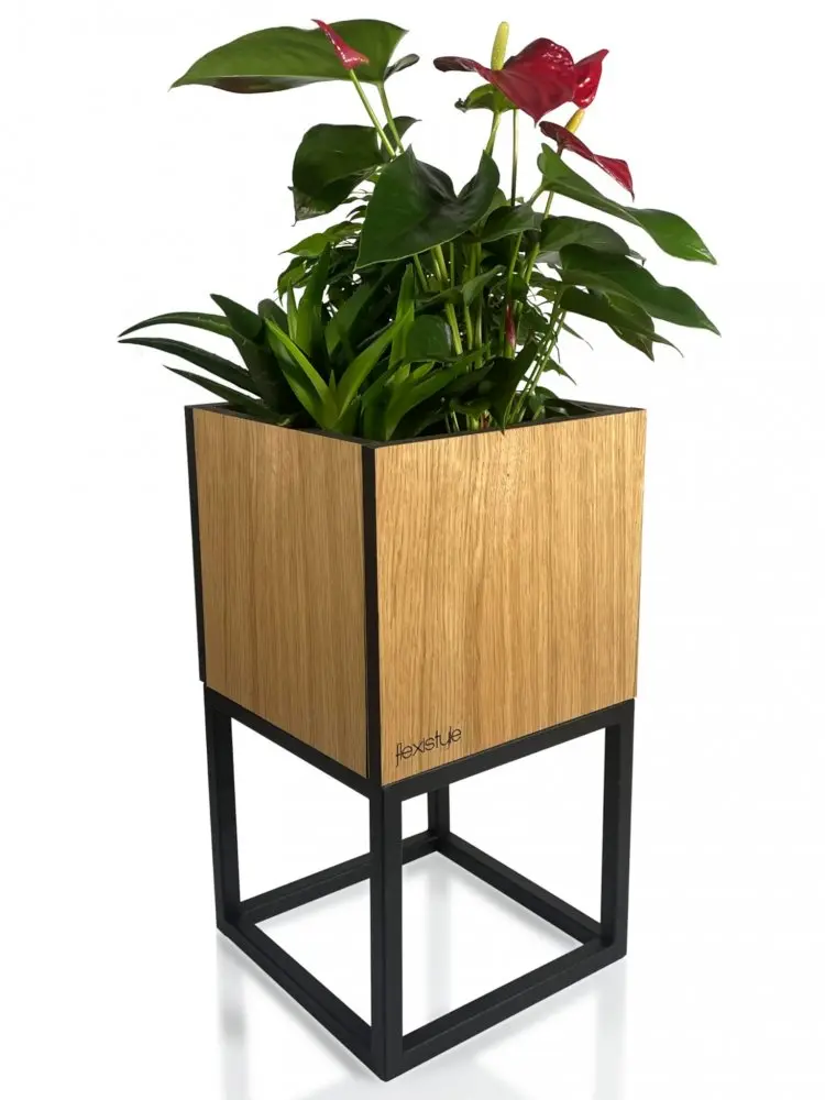 Luxusní květináč z přírodního dubu LOFT FIORINO 22X22X40 cm
