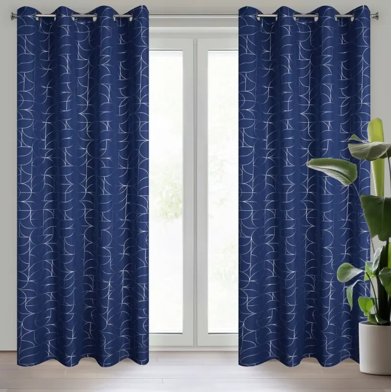 Elegantní závěs s jemným vzorem - modrý Šířka: 140 cm | Délka: 250 cm