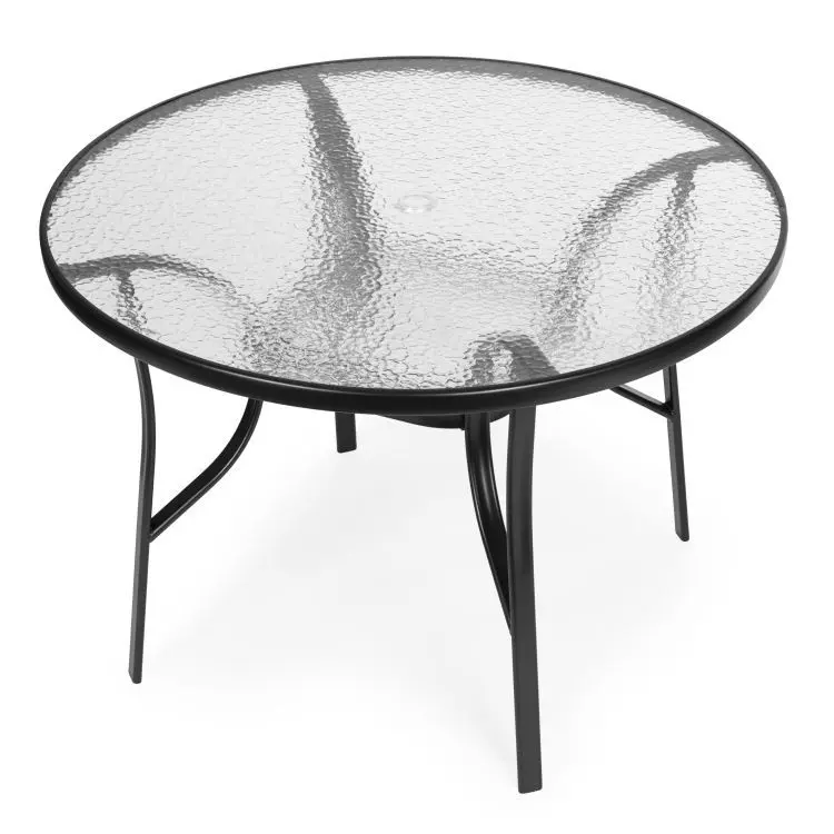 Kulatý skleněný zahradní stůl 105 cm