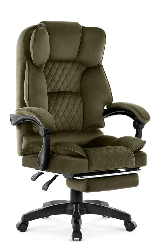 Ergonomická kancelářská židle HC-1031 s opěrkou nohou – olivově zelená