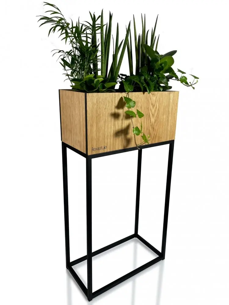Dekorační vysoký květináč z hladkého přírodního dubu LOFT FIORINO 42X22X80 cm