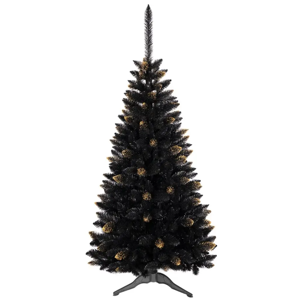Černý vánoční stromek se zlatými větvemi 180 cm
