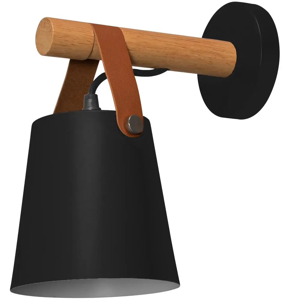 Designová nástěnná lampa ze dřeva a kovu