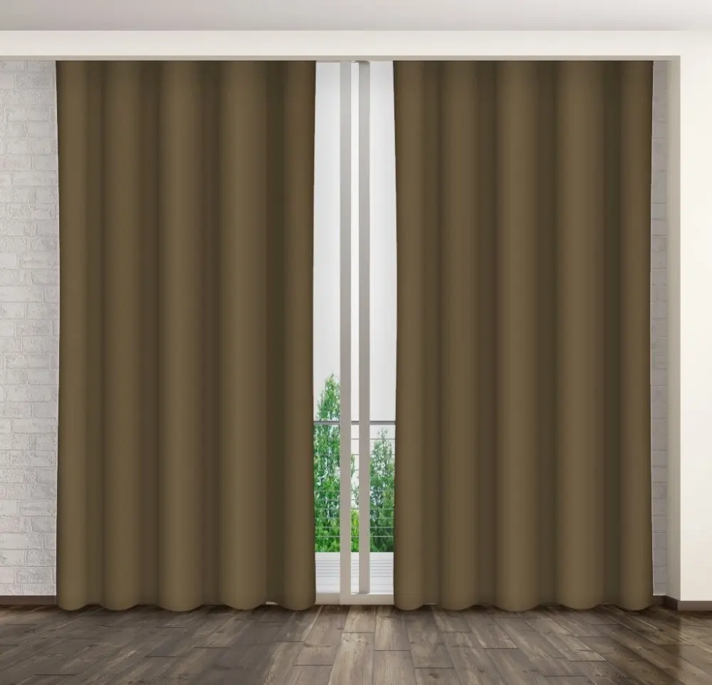 Elegantní závěs tmavě olivové barvy Délka: 270 cm