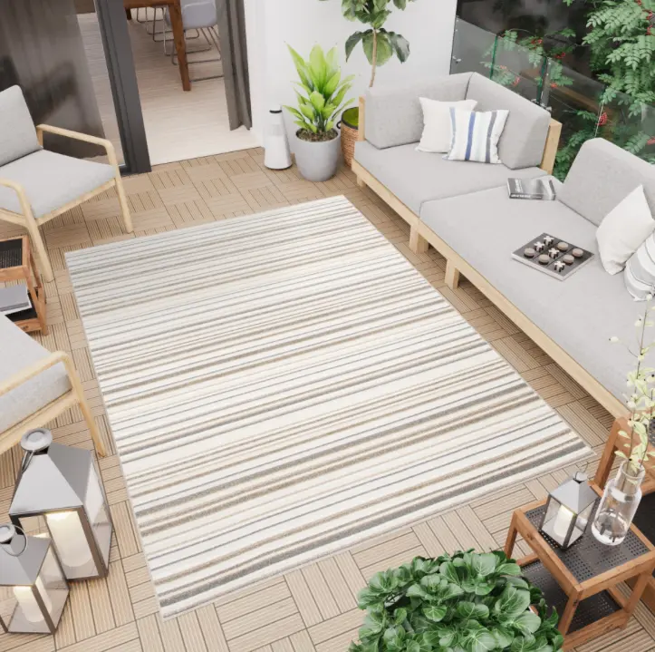 Koberec na terasu nebo balkon AVENTURA ED23C v krémových barvách Šířka: