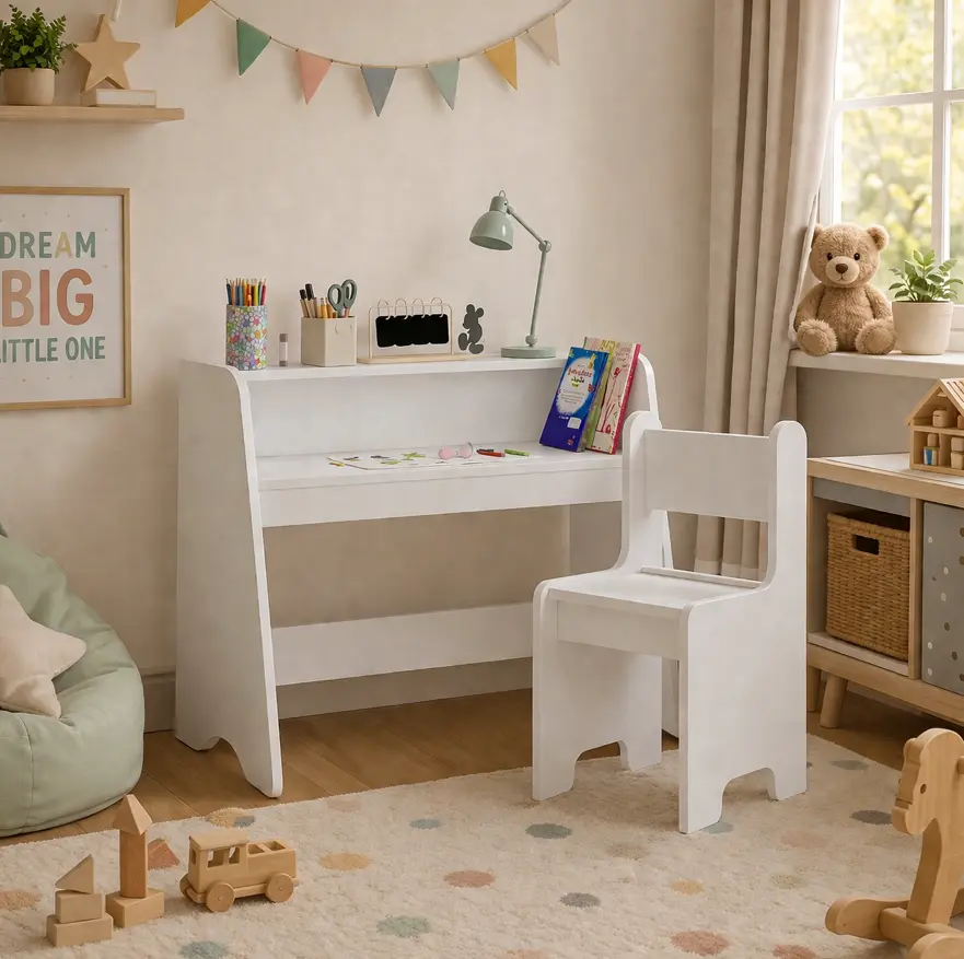 Dětská sada židlí a psacího stolu NIKO Montessori – bílá