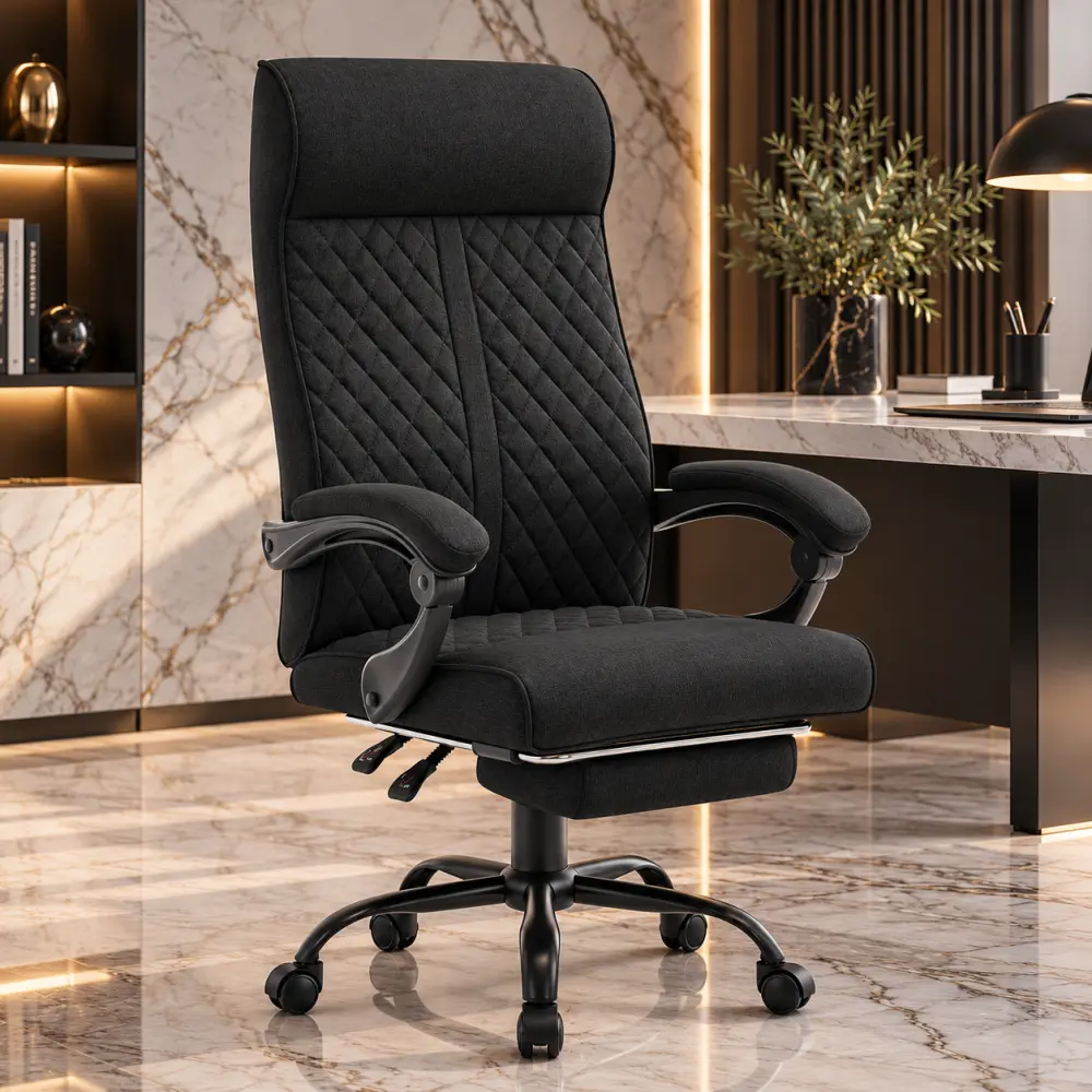 Ergonomická kancelářská židle HC-1030 s pružinovým sedákem a nosností 120 kg – černá