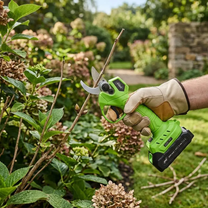 Akumulátorové nůžky na větve se 2 bateriemi a nabíječkou