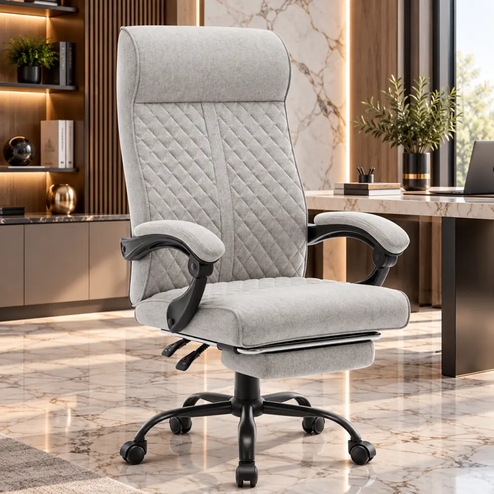 Ergonomická kancelářská židle HC-1030 s pružinovým sedákem a nosností 120 kg – šedá