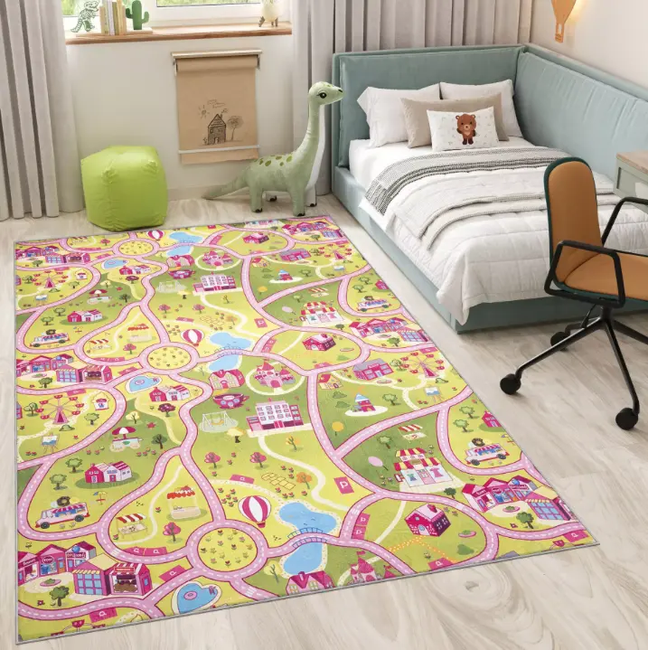 Dětský koberec FLANNEL - růžová autodráha Šířka: 200 cm | Délka: 300 cm