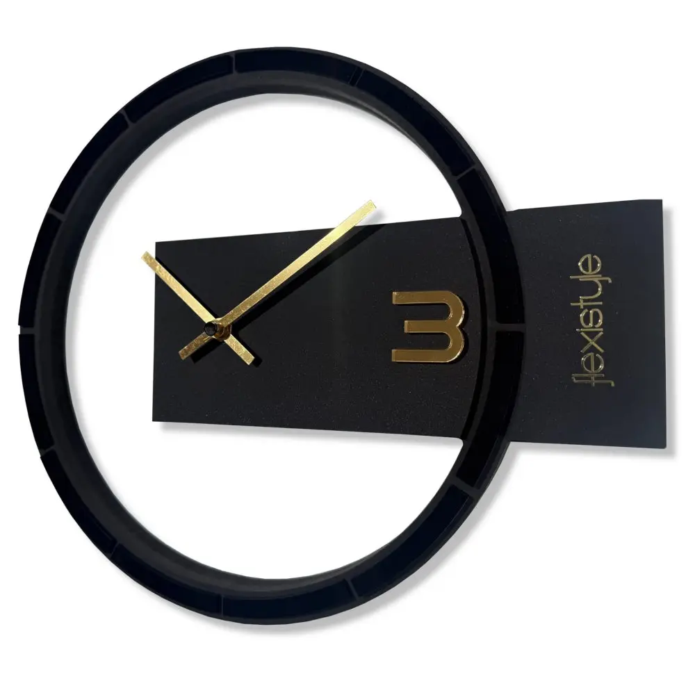 BLACK & GOLD ASYMMETRY, designové nástěnné hodiny 30 cm