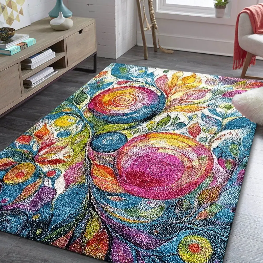 Moderní koberec s barevným abstraktním květinovým vzorem Šírka: 70 cm | Dĺžka: 140 cm