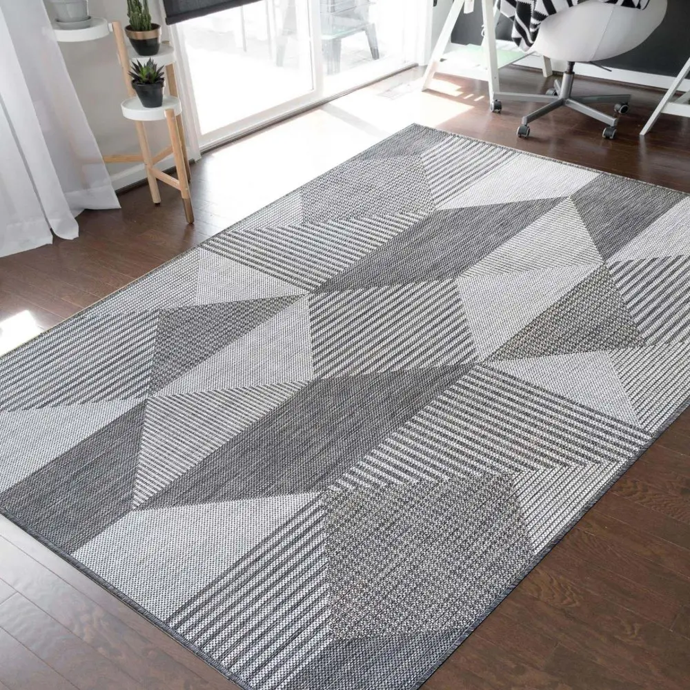 Stylový koberec s geometrickými vzory v šedé barvě Šířka: 80 cm | Délka: 150 cm