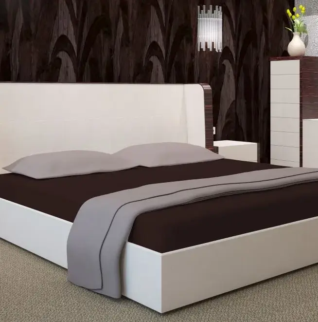 Tmavě hnědé prostěradlo s gumičkou - bavlněný satén Šírka: