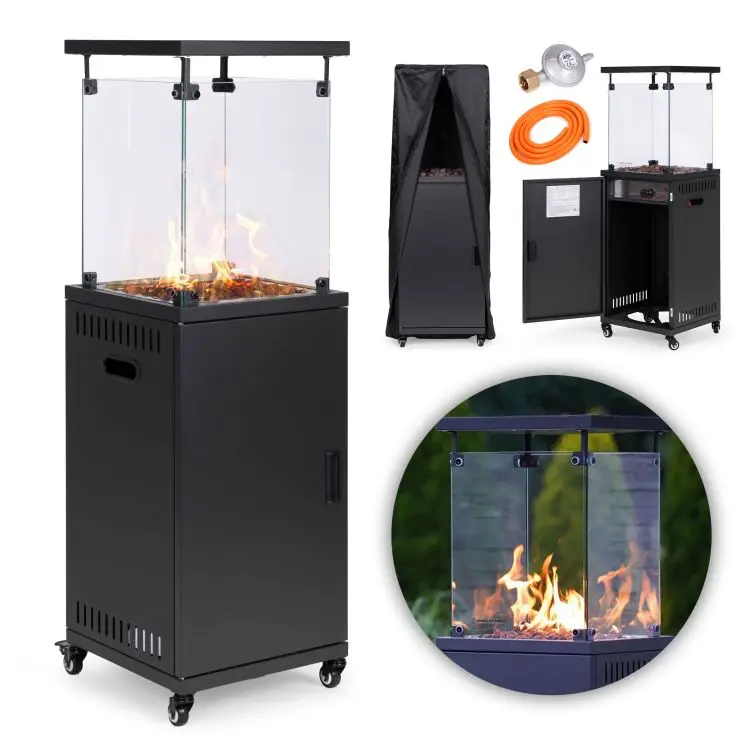 Plynový sálavý ohřívač 13 kW se skleněným krbem