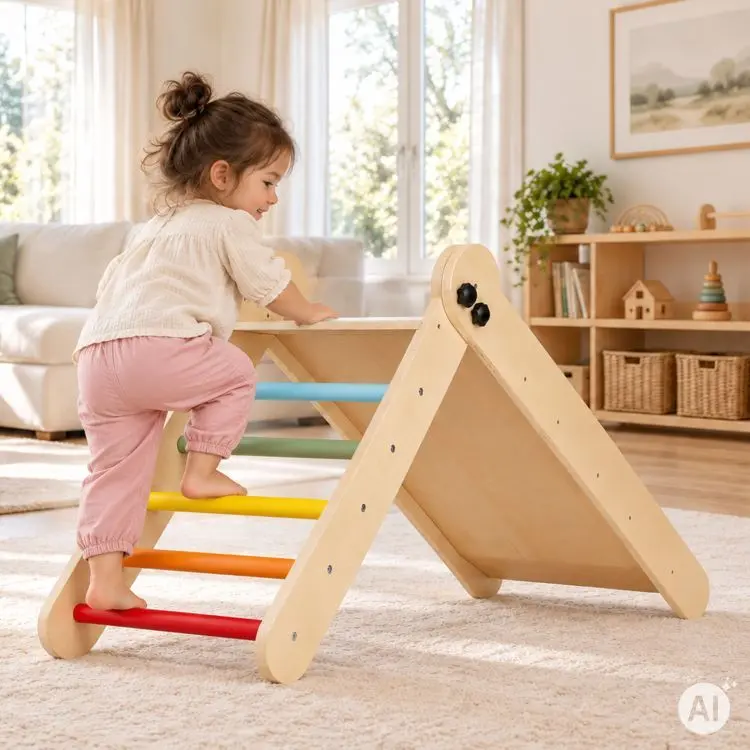 Dětská dřevěná hrací sada HENRY ' MONTESSORI ' se skluzavkou a žebříkem