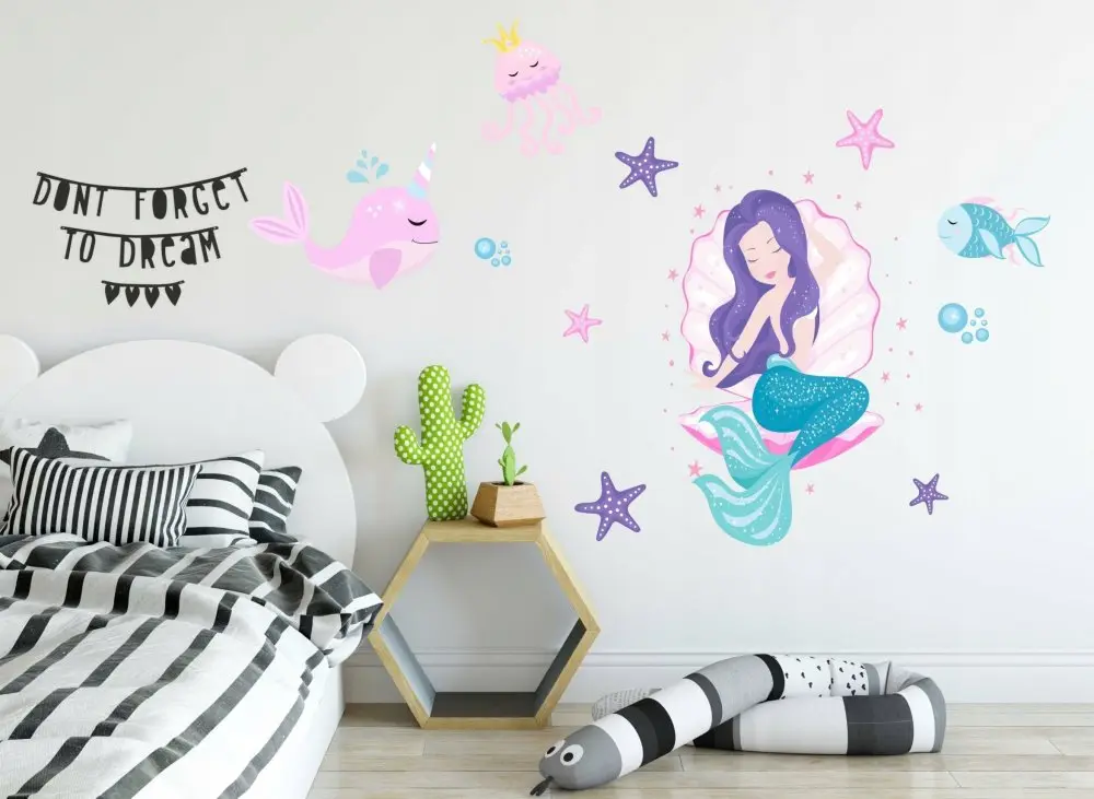 Pohádková nálepka na zeď malá mořská panna
