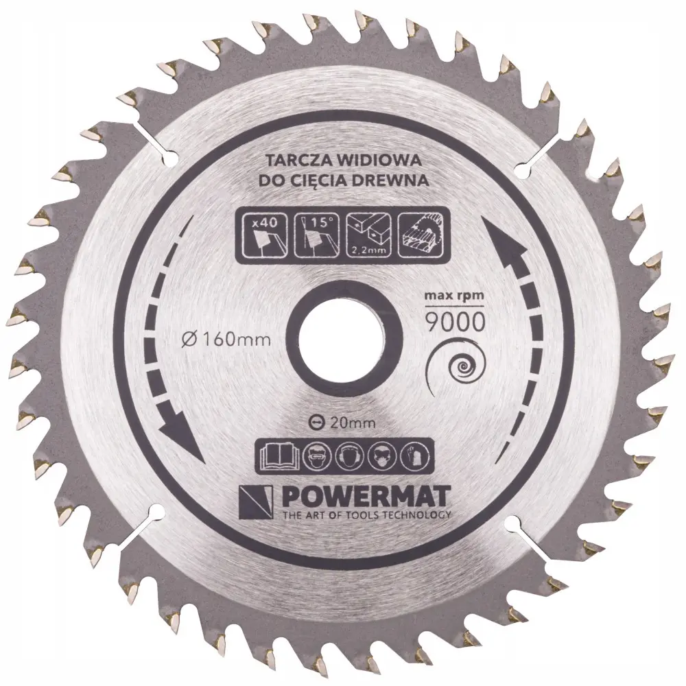 Pilový kotouč na dřevo POWERMAT TDD-160x20x40Z, 160x20mm, 40Z
