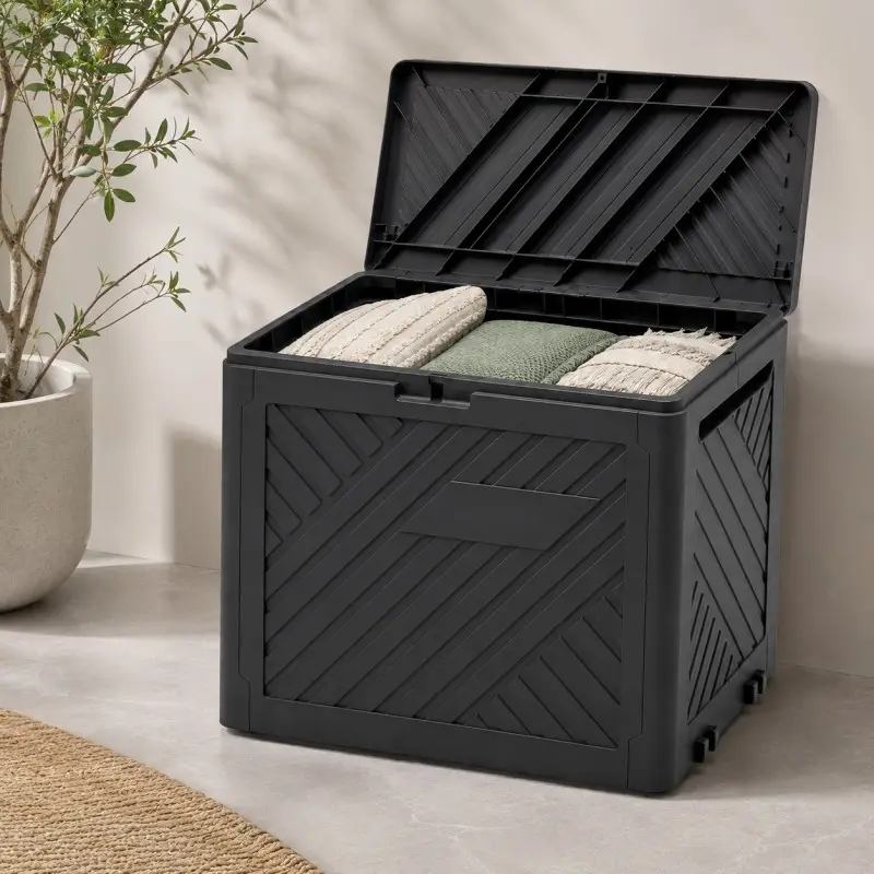 Zahradní antracitový úložný box 120 l s víkem – 56 x 56 x 44 cm