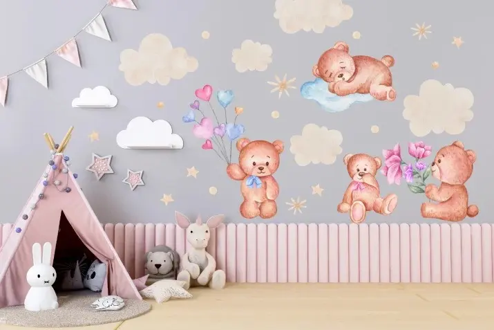 Nálepka na zeď pro děti medvídci země