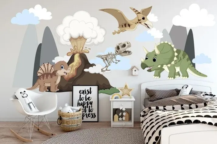 Nálepka na zeď pro děti fantastický svět dinosaurů