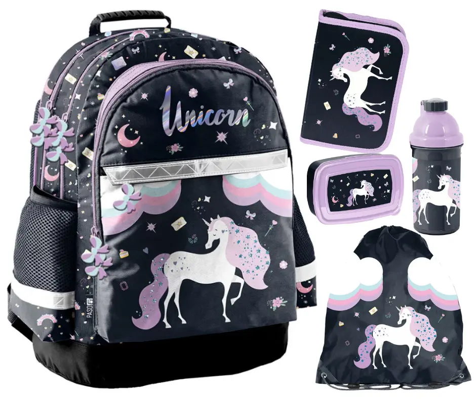 Školní sada pro dívky UNICORN - 5dílná sada s batohem a doplňky