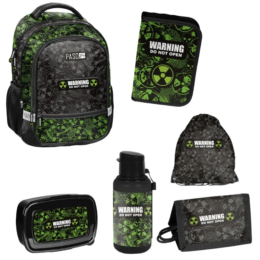 Školní set Alert 6v1 – batoh, penál, svačinový box, láhev na vodu, taška na boty, peněženka