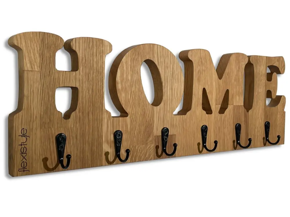 Nástěnný věšák z masivního dubu HOME - 50 x 16,5 cm