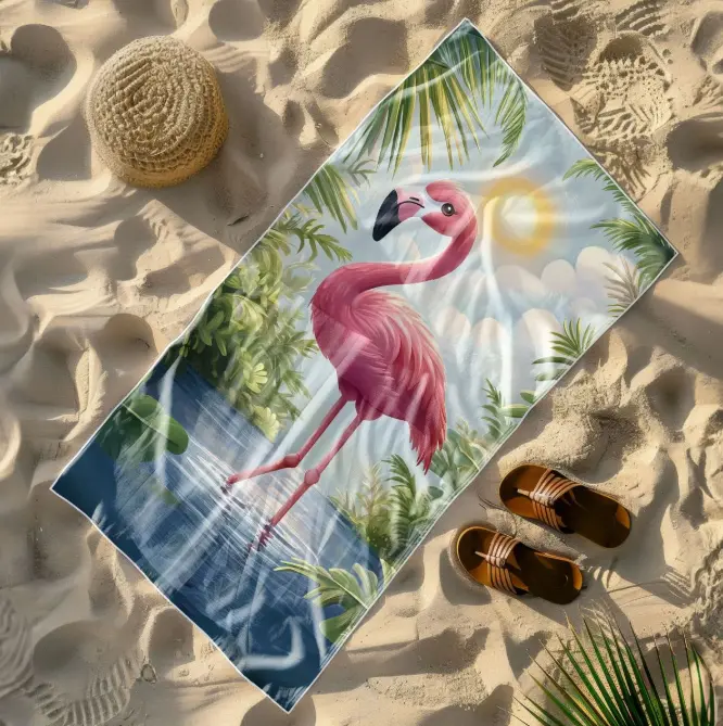 Plážový ručník flamingo - barevný rychleschnoucí ručník Šířka: 100 cm | Délka: 180 cm
