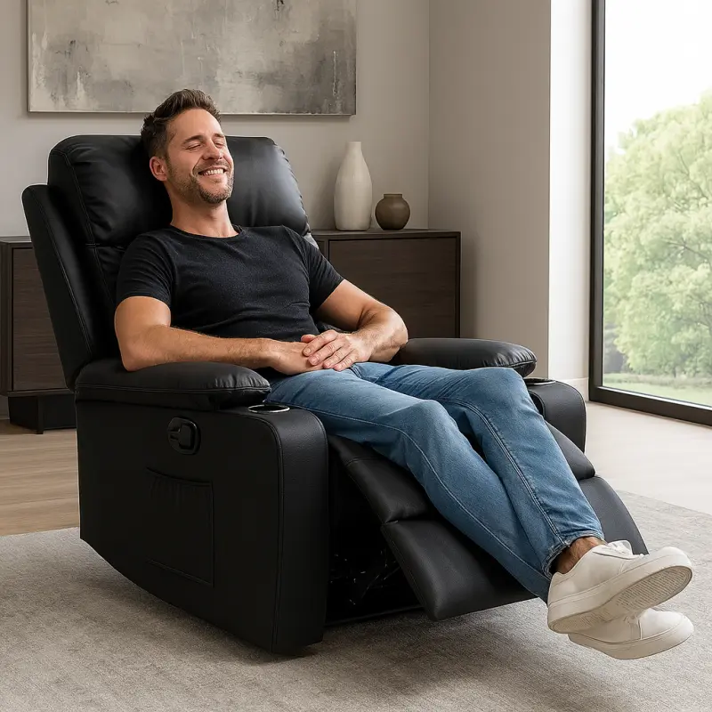 Polohovací relaxační křeslo VERO s výsuvnou podnožkou z ekokůže